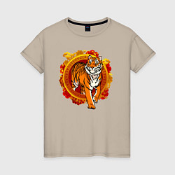 Женская футболка Тигр выходит из груди