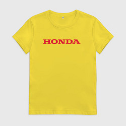 Футболка хлопковая женская HONDA ХОНДА LOGO спина, цвет: желтый