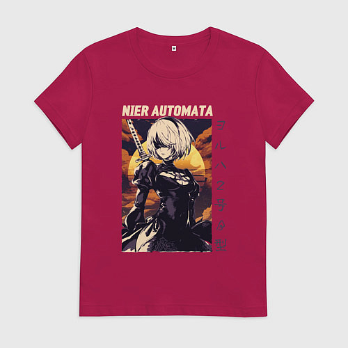 Женская футболка NIER: AUTOMATA 2B / Маджента – фото 1