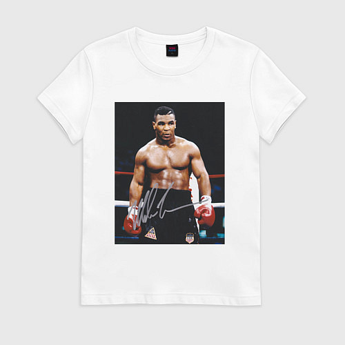 Женская футболка Майк Тайсон Фото с авторгафом Mike Tyson / Белый – фото 1
