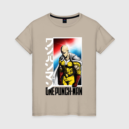 Женская футболка Saitama - onepunch man / Миндальный – фото 1