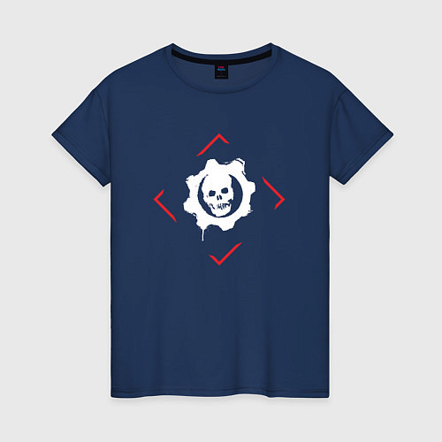 Женская футболка Символ Gears of War в красном ромбе / Тёмно-синий – фото 1