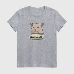 Женская футболка Кот с салатом из мема