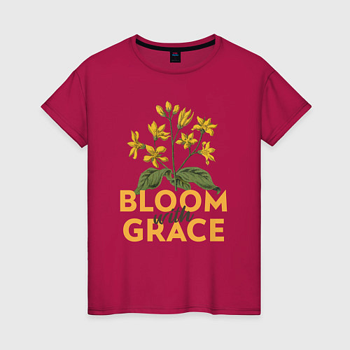 Женская футболка Bloom with grace / Маджента – фото 1