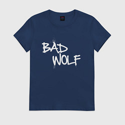 Футболка хлопковая женская Bad Wolf злой волк, цвет: тёмно-синий
