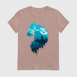 Женская футболка Принцесса Мононоке волчий силуэт