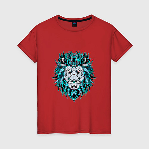Женская футболка Голубой лев / Красный – фото 1