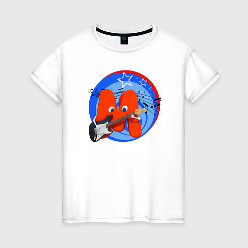 Женская футболка Гитарист из Буквогорода / Белый – фото 1