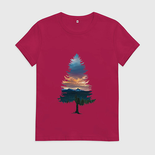 Женская футболка Лес в ёлке / Маджента – фото 1