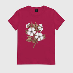 Женская футболка Цветы хлопка в букете