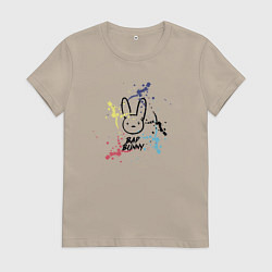 Футболка хлопковая женская Bad Bunny Color, цвет: миндальный