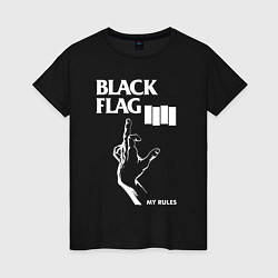 Футболка хлопковая женская BLACK FLAG РУКА, цвет: черный