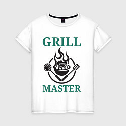 Футболка хлопковая женская Гриль мастер текст Grill master, цвет: белый