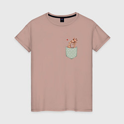 Женская футболка Любовь жирафов в кармане