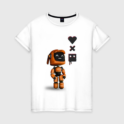 Женская футболка Оранжевый робот с логотипом LDR / Белый – фото 1