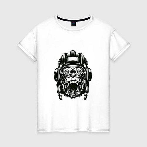 Женская футболка MONKEY IN A TANK HELMET / Белый – фото 1