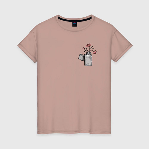Женская футболка Зажигалка с цветком / Пыльно-розовый – фото 1