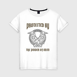 Женская футболка Protected by the power of Odin