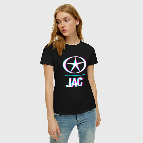 Женская футболка Значок JAC в стиле Glitch / Черный – фото 3