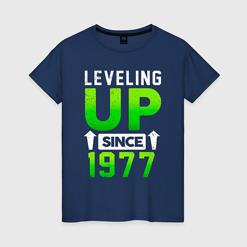 Женская футболка Повышение уровня с 1977 года / Тёмно-синий – фото 1