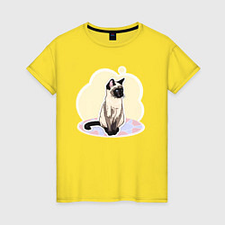 Футболка хлопковая женская Сиамская Кошка Кошки, цвет: желтый