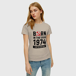 Футболка хлопковая женская Born In The USSR 1974 Limited Edition, цвет: миндальный — фото 2