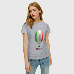 Футболка хлопковая женская 3d aerostat Italy flag, цвет: меланж — фото 2