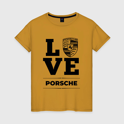 Женская футболка Porsche Love Classic / Горчичный – фото 1