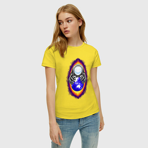 Женская футболка Астронавт черная дыра / Желтый – фото 3