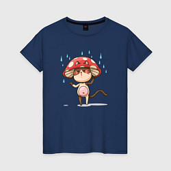 Женская футболка Кот в шляпе гриба