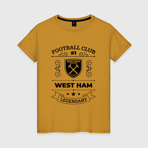 Женская футболка West Ham: Football Club Number 1 Legendary / Горчичный – фото 1