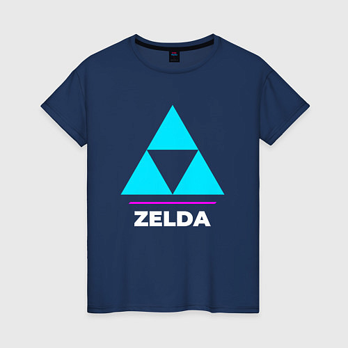 Женская футболка Символ Zelda в неоновых цветах / Тёмно-синий – фото 1