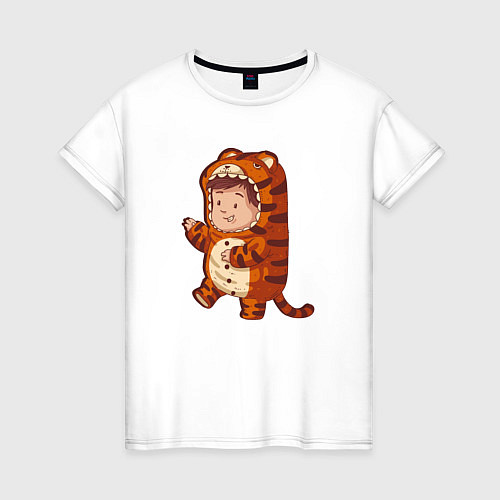 Женская футболка Ребенок в костюме тигра / Белый – фото 1