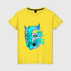 Женская футболка Neon skull skeleton demon