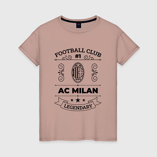 Женская футболка AC Milan: Football Club Number 1 Legendary / Пыльно-розовый – фото 1