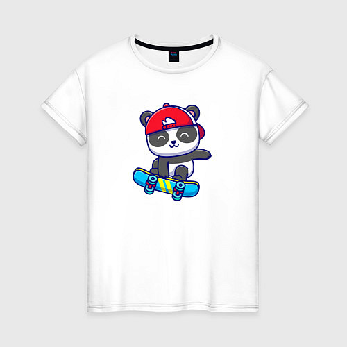 Женская футболка Панда и скейт / Белый – фото 1