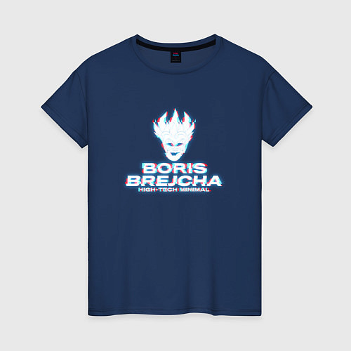 Женская футболка Борис Брейча глитч эффект / Тёмно-синий – фото 1