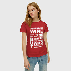 Футболка хлопковая женская Чжун Ли Цитата OSMANTHUS WINE Genshin Impact, цвет: красный — фото 2