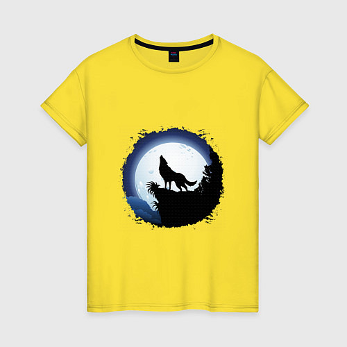 Женская футболка Песня волка луне / Желтый – фото 1