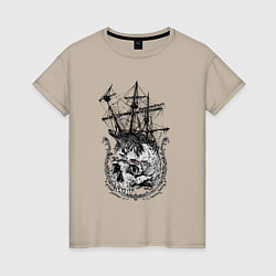 Женская футболка The frigate and the Pirates Skull