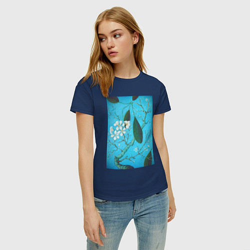Женская футболка Плюмерия / Тёмно-синий – фото 3