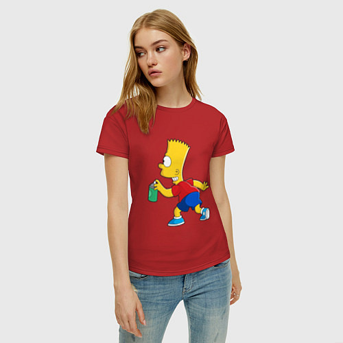 Женская футболка Барт Симпсон принт / Красный – фото 3