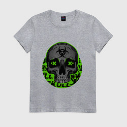 Футболка хлопковая женская SKULL TOXIC, цвет: меланж