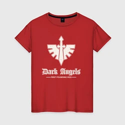 Футболка хлопковая женская Темные ангелы лого винтаж, цвет: красный