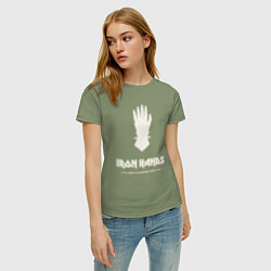 Футболка хлопковая женская Железные руки лого винтаж, цвет: авокадо — фото 2