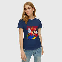 Футболка хлопковая женская SNES - Mario, цвет: тёмно-синий — фото 2