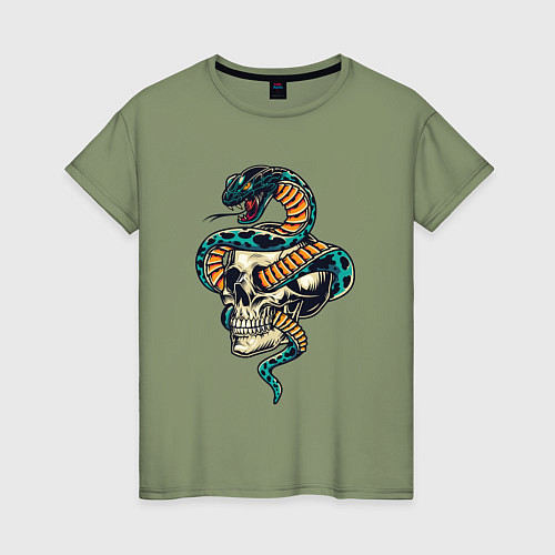 Женская футболка Змея в Черепе / Авокадо – фото 1