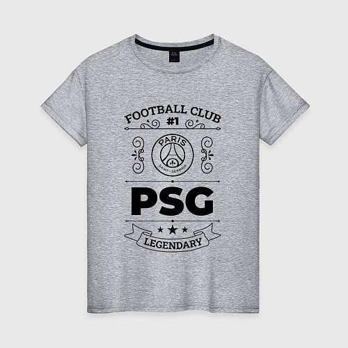 Женская футболка PSG: Football Club Number 1 Legendary / Меланж – фото 1