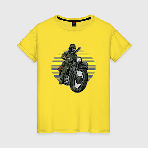 Женская футболка Сталкер на мотоцикле / Желтый – фото 1