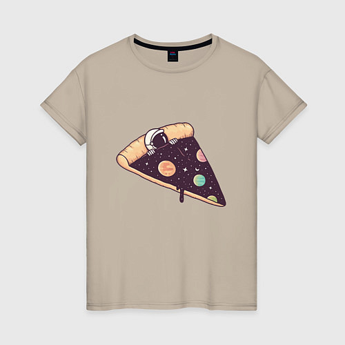 Женская футболка Space - Pizza / Миндальный – фото 1